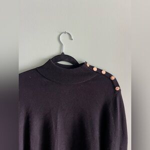 Calvin Klein Black Sweater with Gold Button Accents